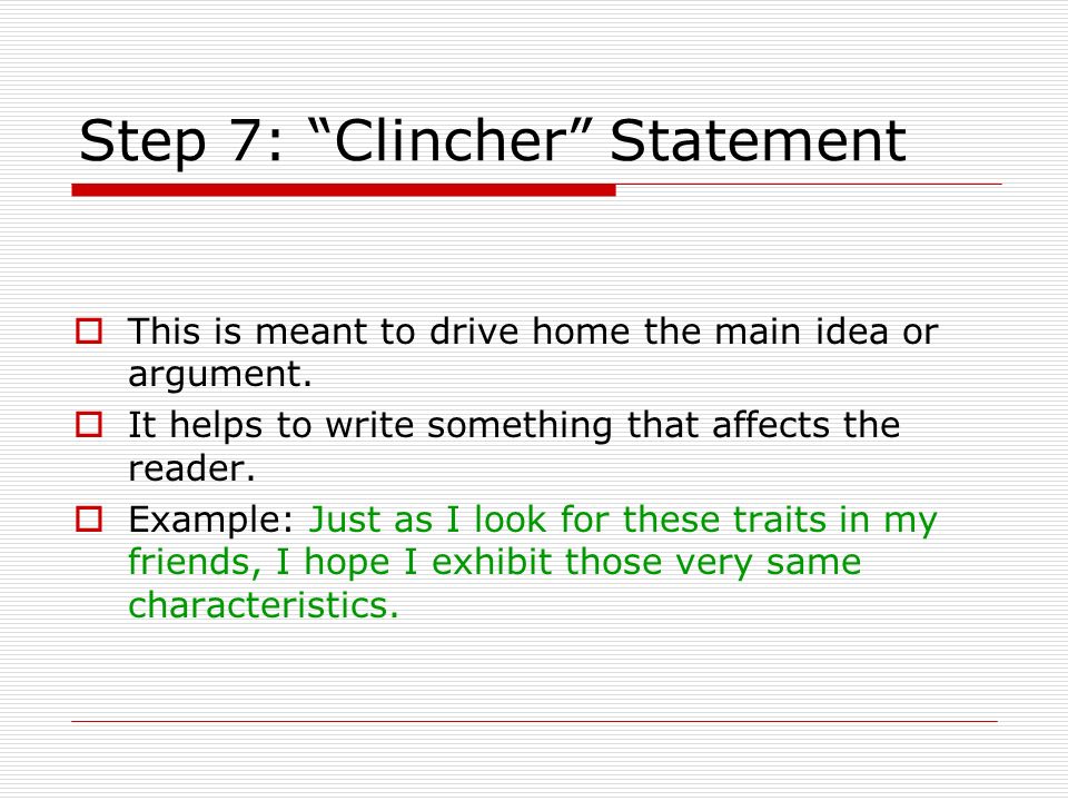 what is a clincher sentence with examples